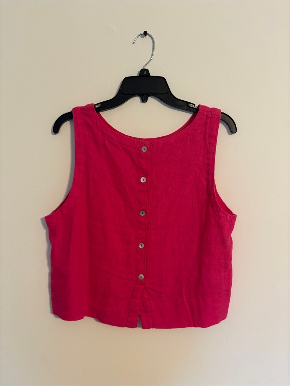 C&C California Sleeveless Button-Back Linen Tank - Hot Pink